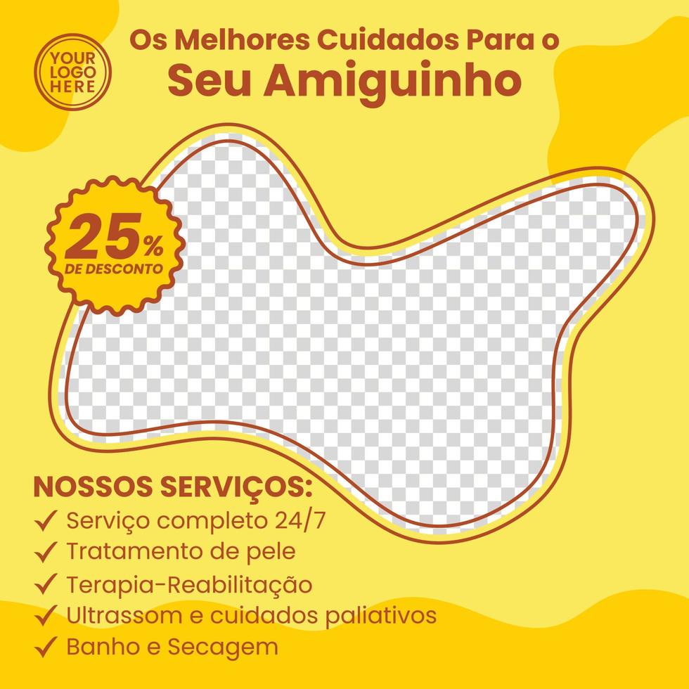 cuidados com animais de estimação médico veterinário design criativo de mídia social banner digital de pós-folheto vetor