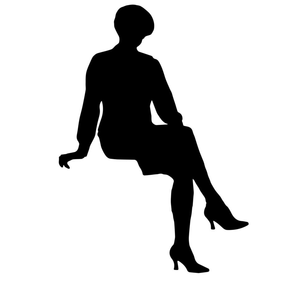 silhuetas vetoriais de mulheres. forma de mulher sentada. cor preta sobre fundo branco isolado. ilustração gráfica. vetor