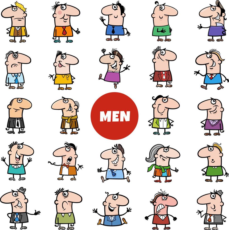 personagens de homens de desenhos animados engraçados grande conjunto vetor