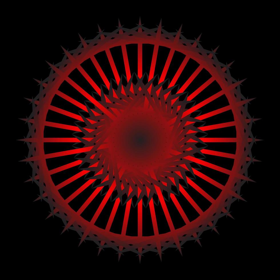 espirógrafo 3d vermelho abstrato em fundo preto vetor