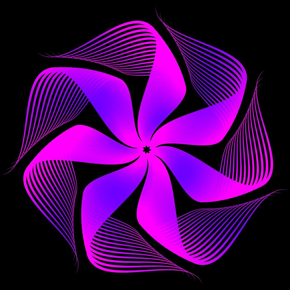 fractal de flor roxa azul em fundo preto vetor