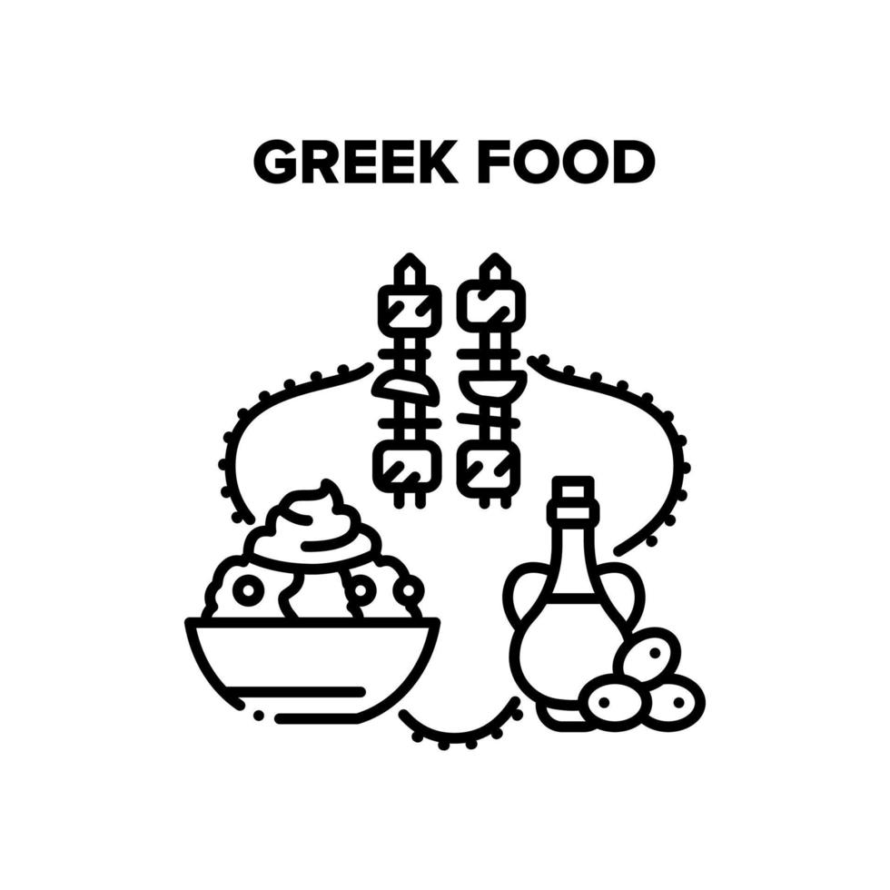 comida grega comer ilustrações vetoriais em preto vetor