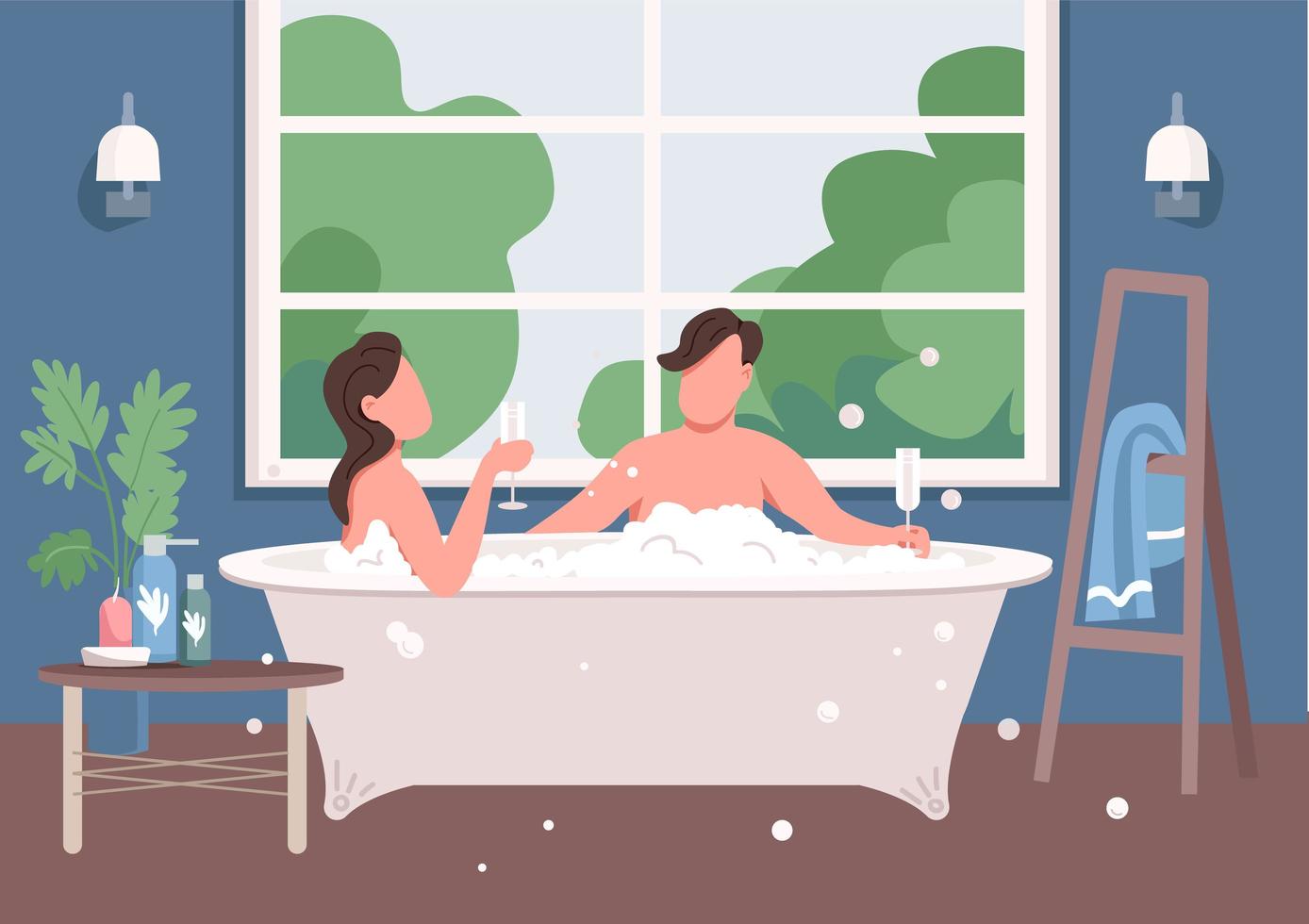 casal tomando banho vetor