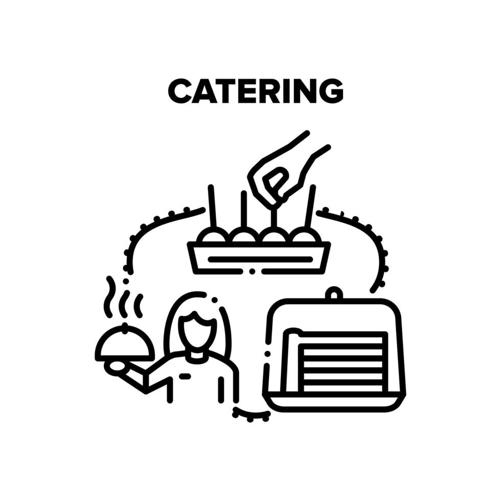 ilustrações de vetor preto de serviço de catering