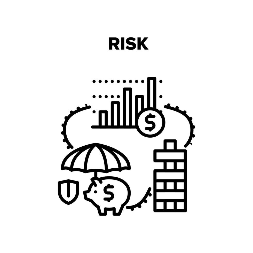 ilustração em vetor preto de finanças de risco