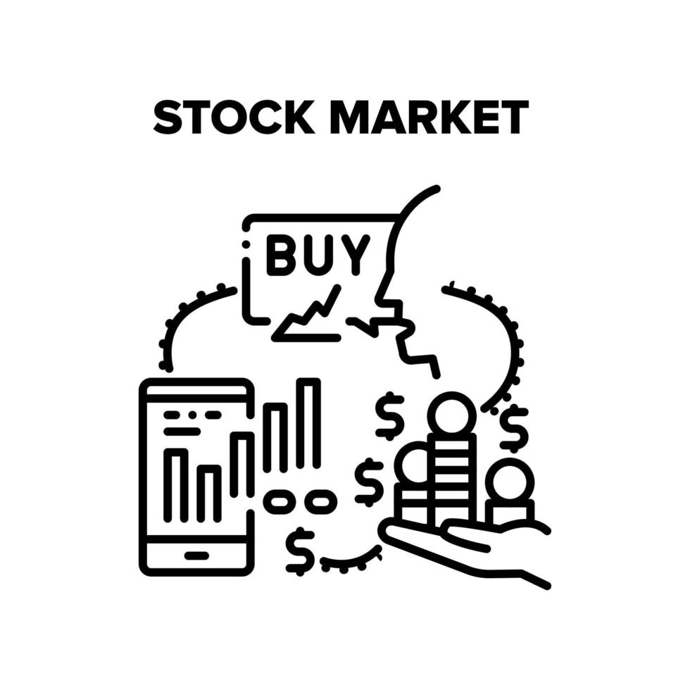 ilustração em vetor preto do mercado de ações