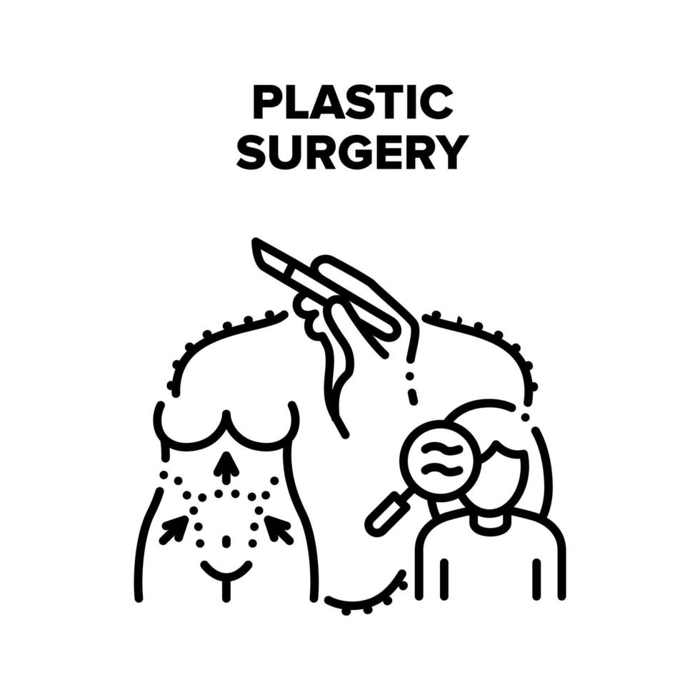 ilustrações vetoriais em preto de cirurgia plástica vetor
