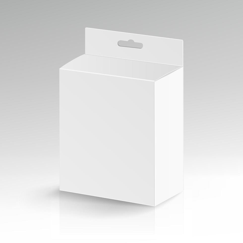 vetor de retângulo de papelão em branco branco. pacote branco realista