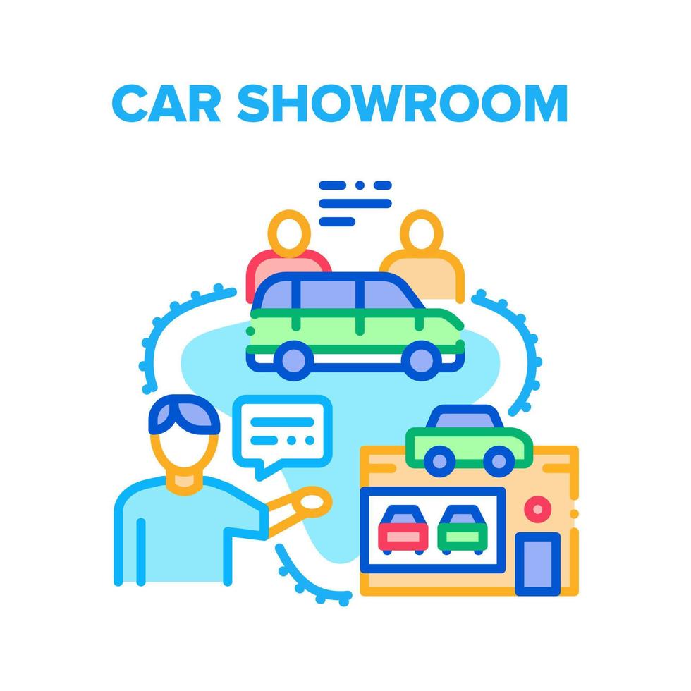 ilustração de cor de conceito de vetor de showroom de carros