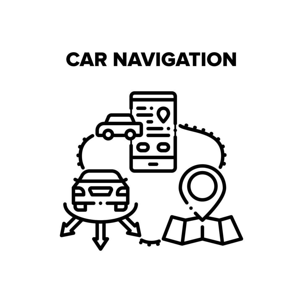ilustração em vetor preto de navegação de carro