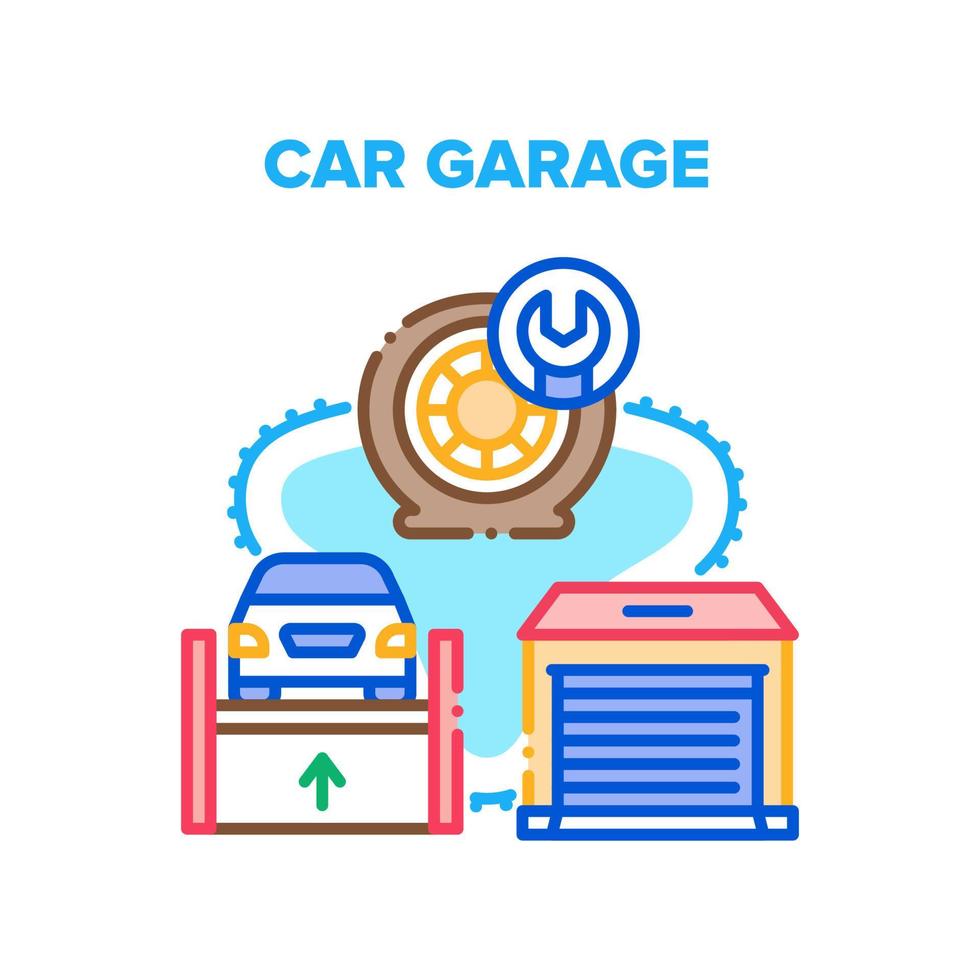ilustração de cor do conceito de vetor de lugar de garagem de carro