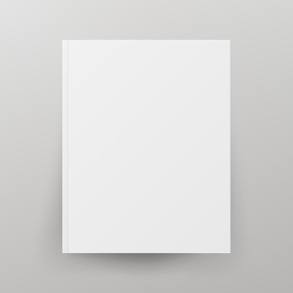 vetor isolado de capa de livro em branco. ilustração isolada em fundo cinza. modelo de simulação branco vazio para design