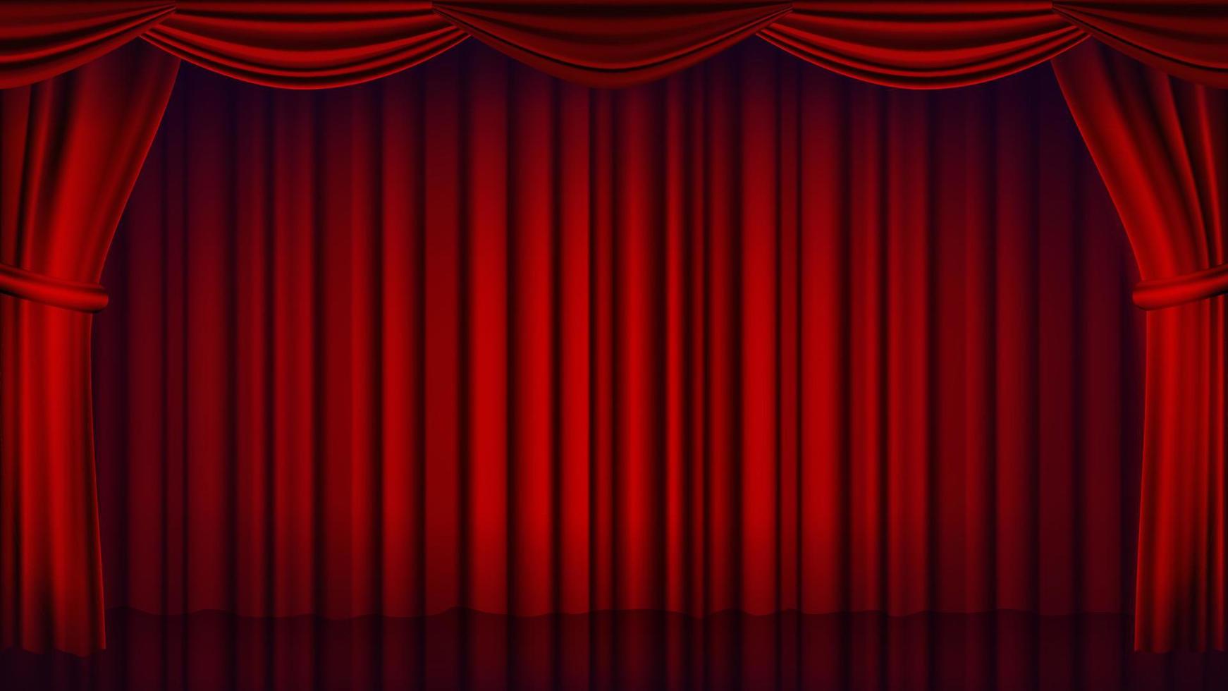 vetor de cortina de teatro vermelho. cena fechada de teatro, ópera ou cinema. ilustração realista de cortinas vermelhas