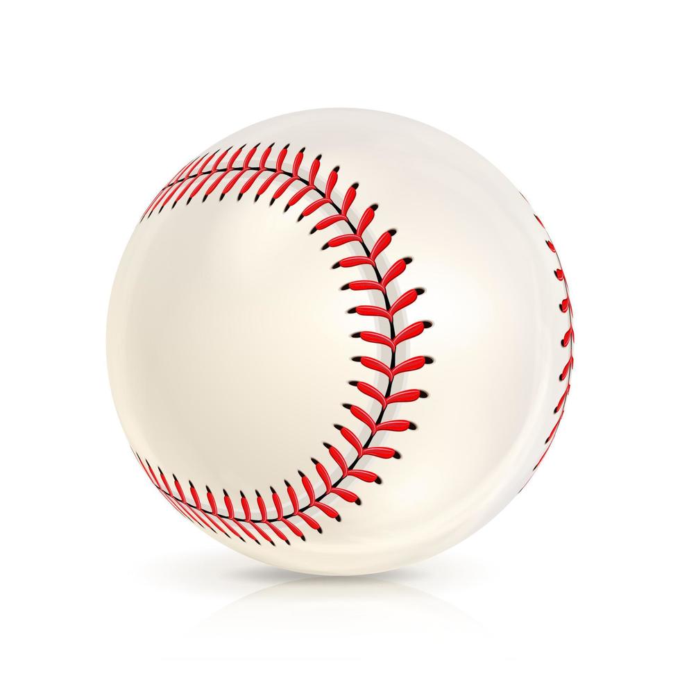 bola de couro de beisebol isolada no branco. bola de base de softbol. bola de beisebol brilhante. bola de couro esporte. ilustração vetorial vetor