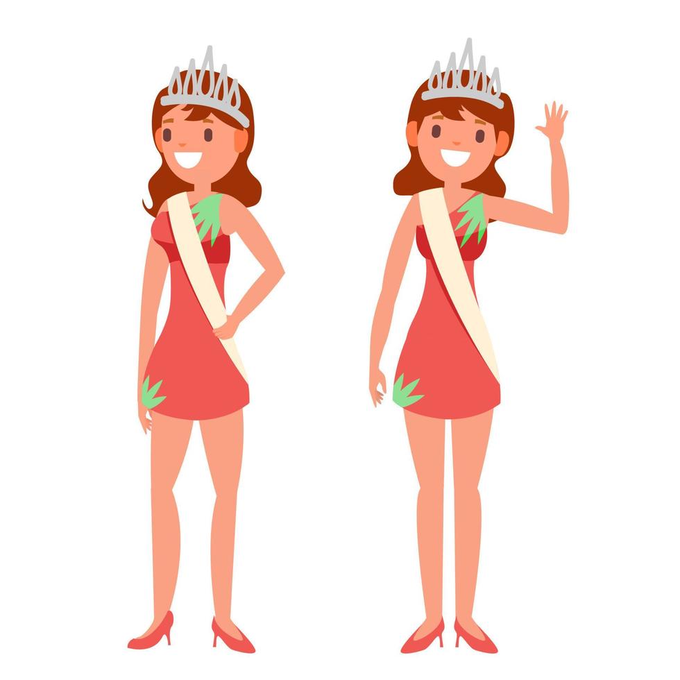 vetor de concurso de beleza. mulher em concurso de beleza. Miss Universo. ilustração plana isolada dos desenhos animados