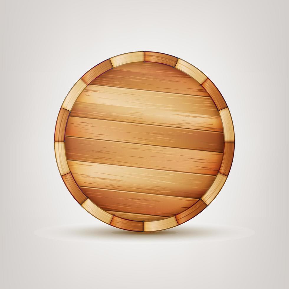 vetor de sinal de madeira de barril. ilustração de ícone 3d de madeira.