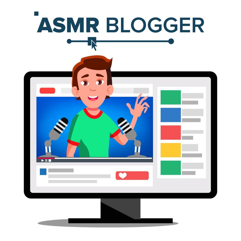 vetor de canal do blogger asmr. macho, cara. ilustração isolada