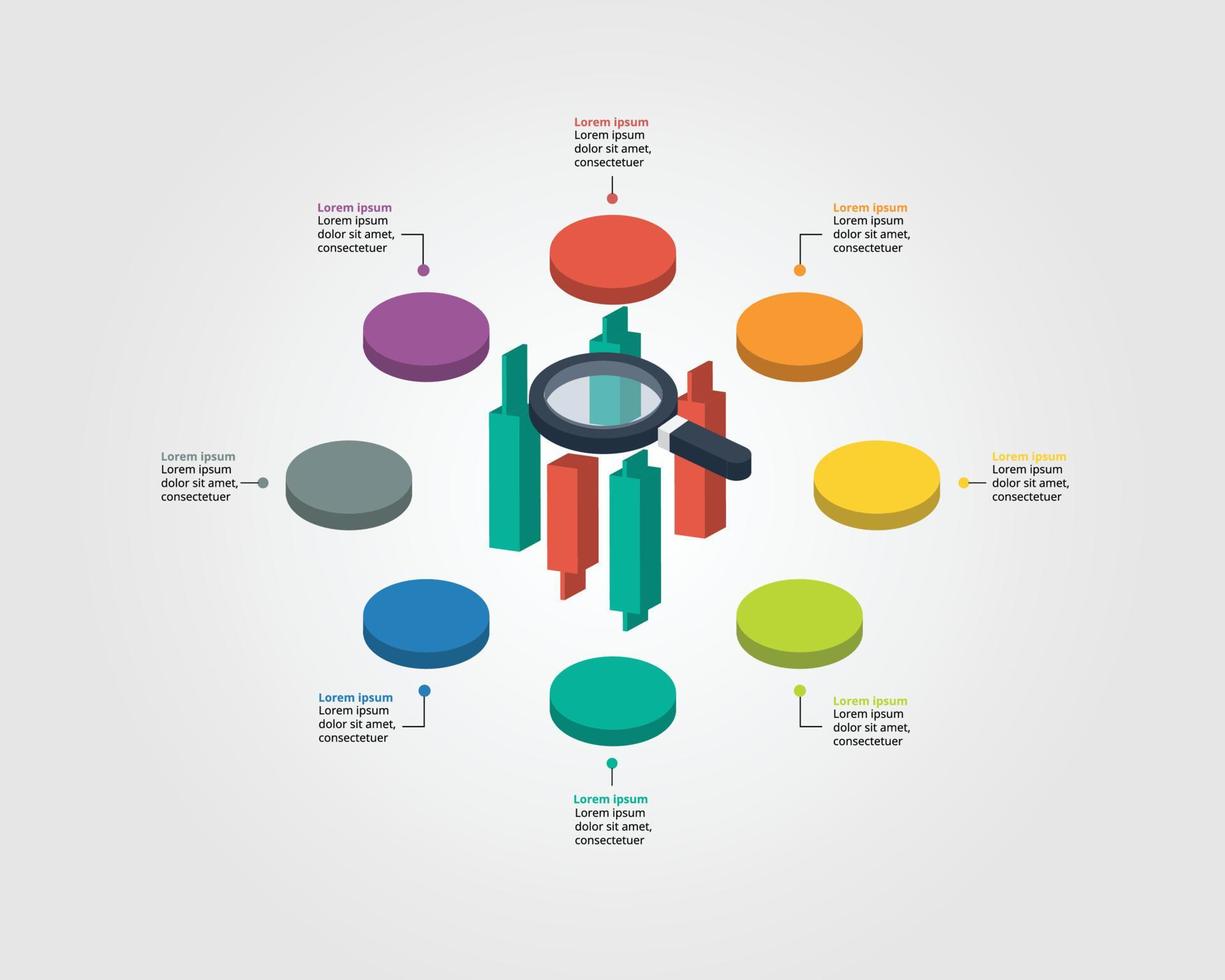 modelo de mercado de ações para infográfico para apresentação de 8 elementos vetor