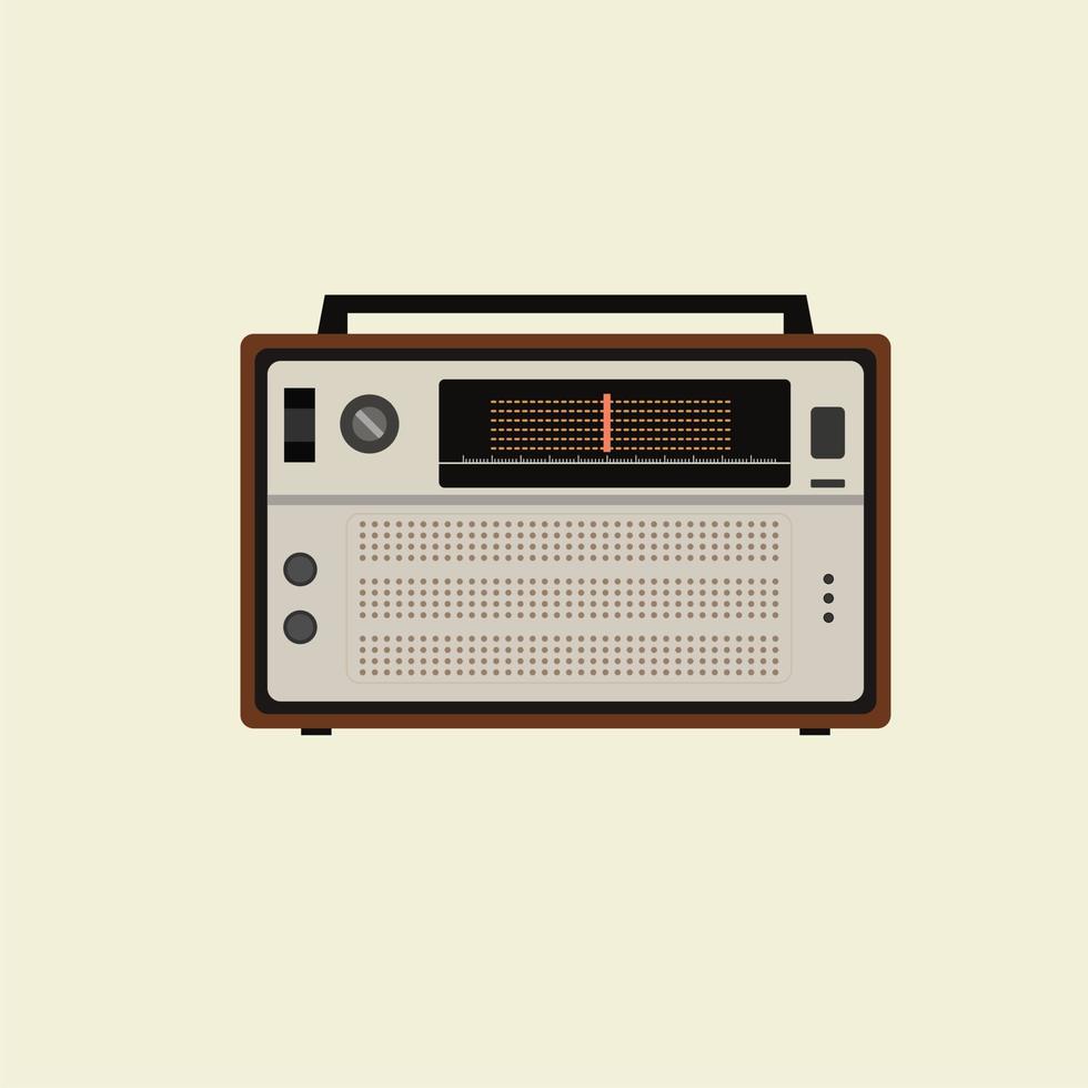 ilustração em vetor design plano de rádio clássico retrô. sintonizador de rádio antigo. ilustração em vetor de receptor de rádio vintage, estilo simples. rádio retrô