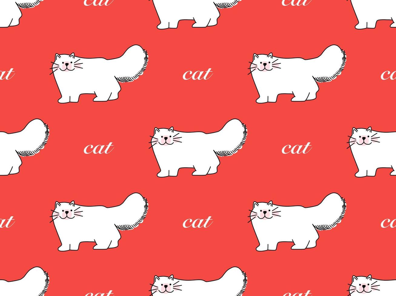 padrão perfeito de personagem de desenho animado de gato em fundo vermelho vetor