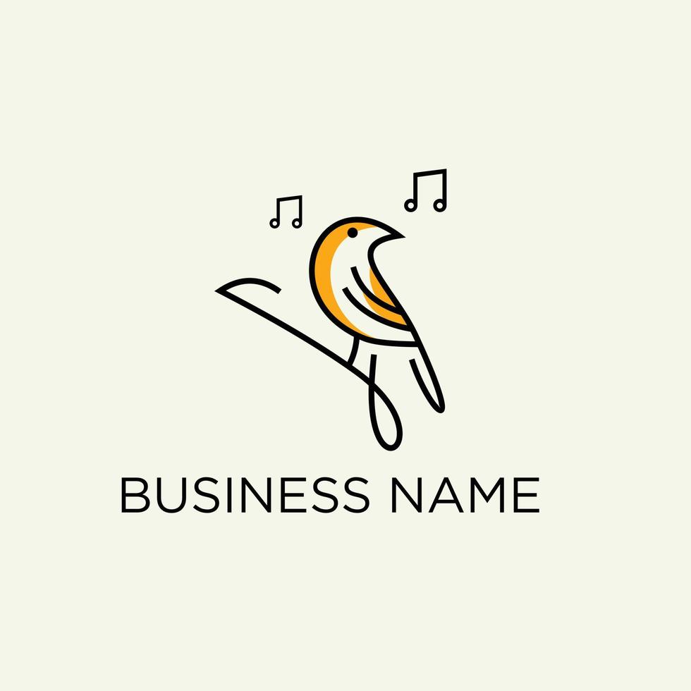 vetor de logotipo de pássaro e música, inspiração de logotipo de concurso de pássaros, identidade de marca de fazenda