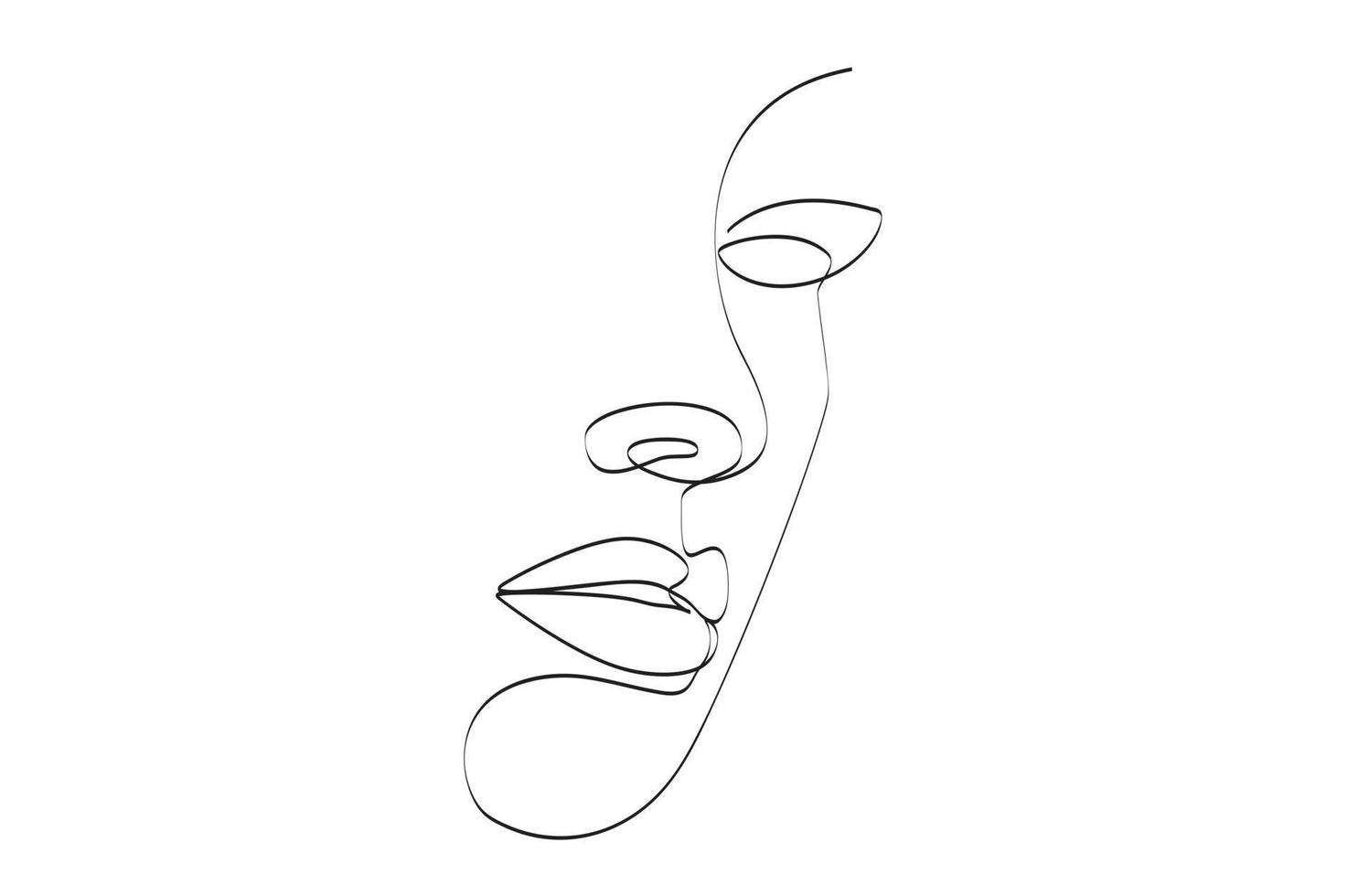 retratos de rosto de mulher desenho de linha contínua. design de estilo desenhado à mão de minimalismo abstrato vetor