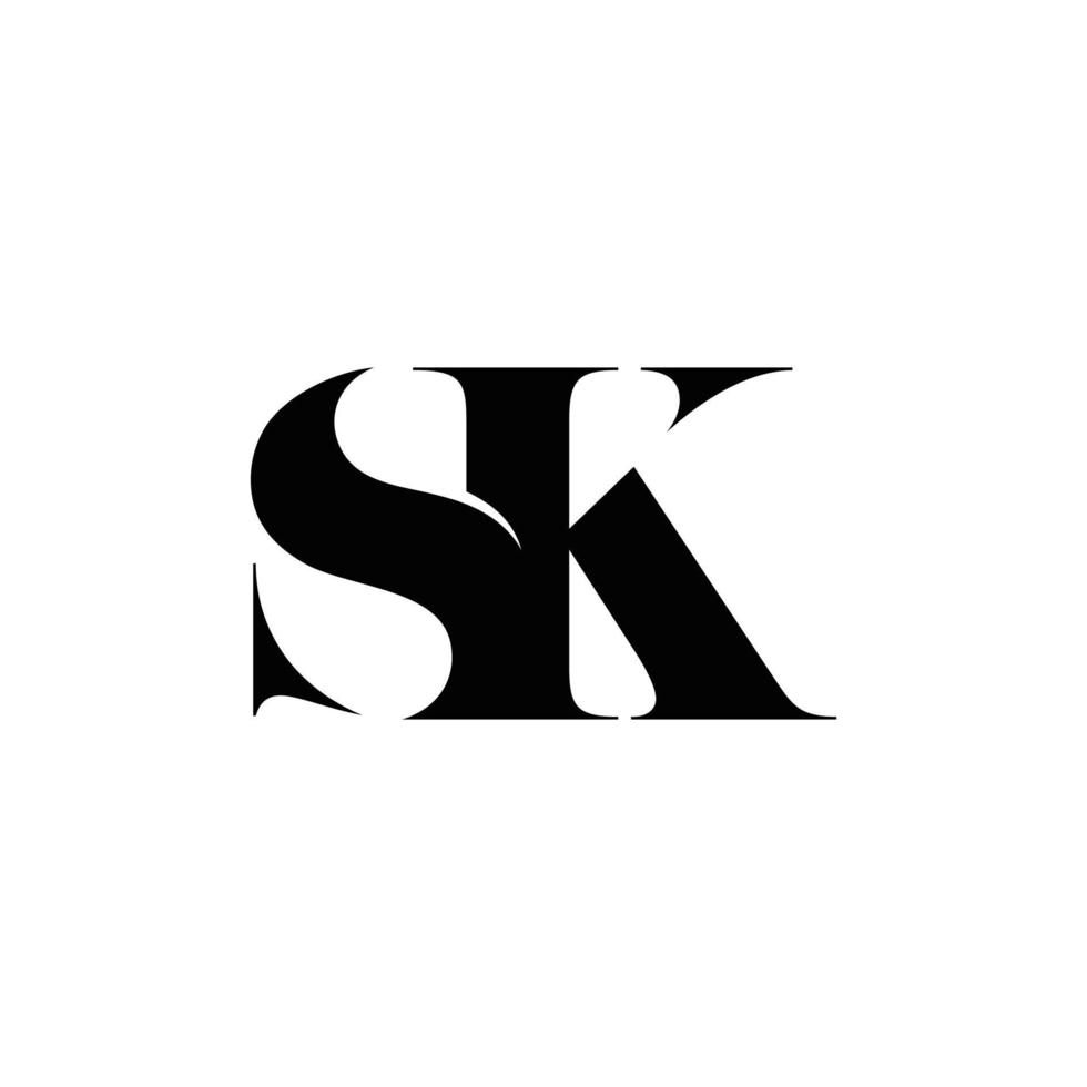 letras sk abstratas iniciais monograma design de logotipo, ícone, minimalista, simples, elegante vetor
