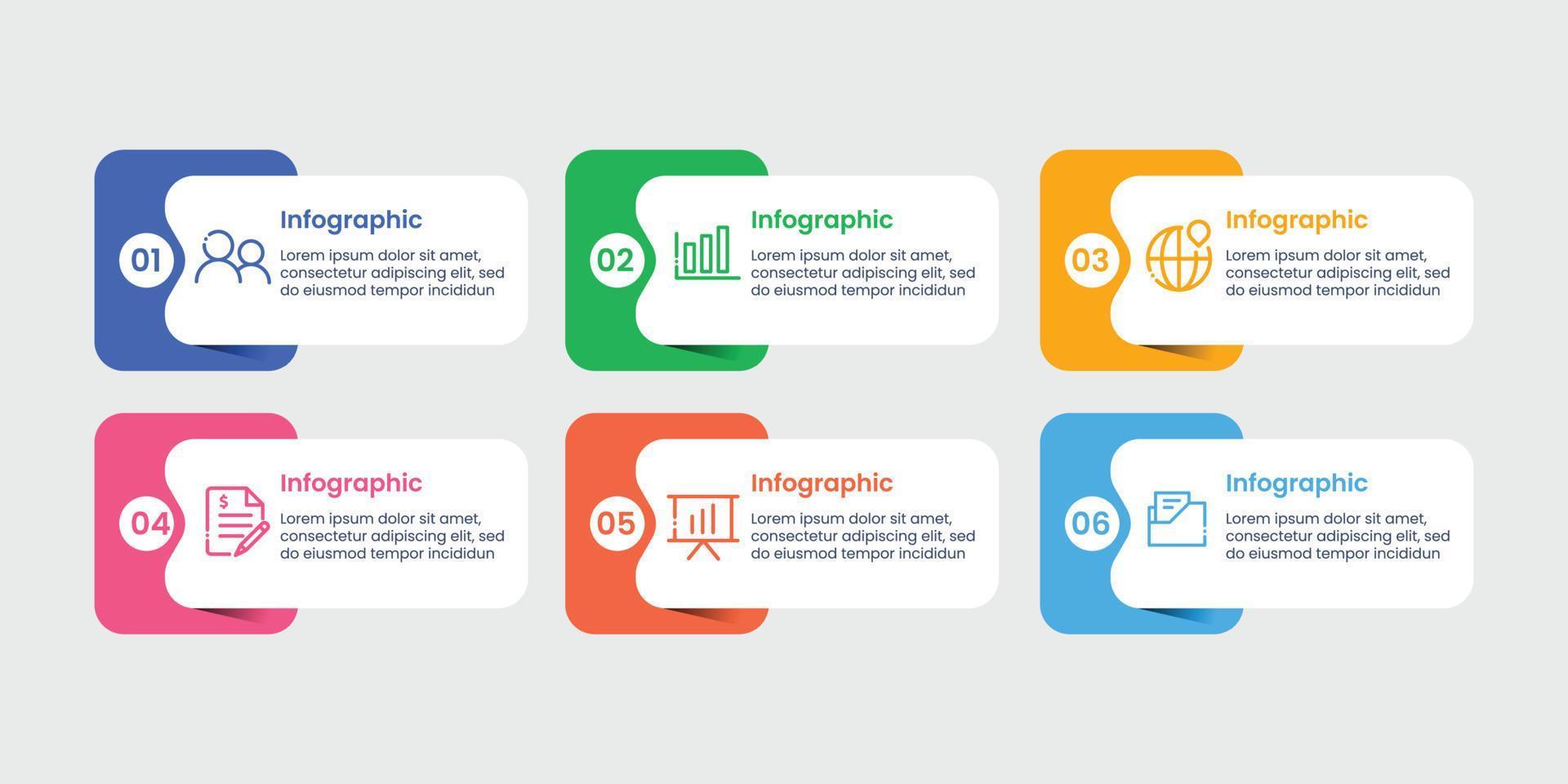 modelo de infográfico moderno de seis etapas vetor