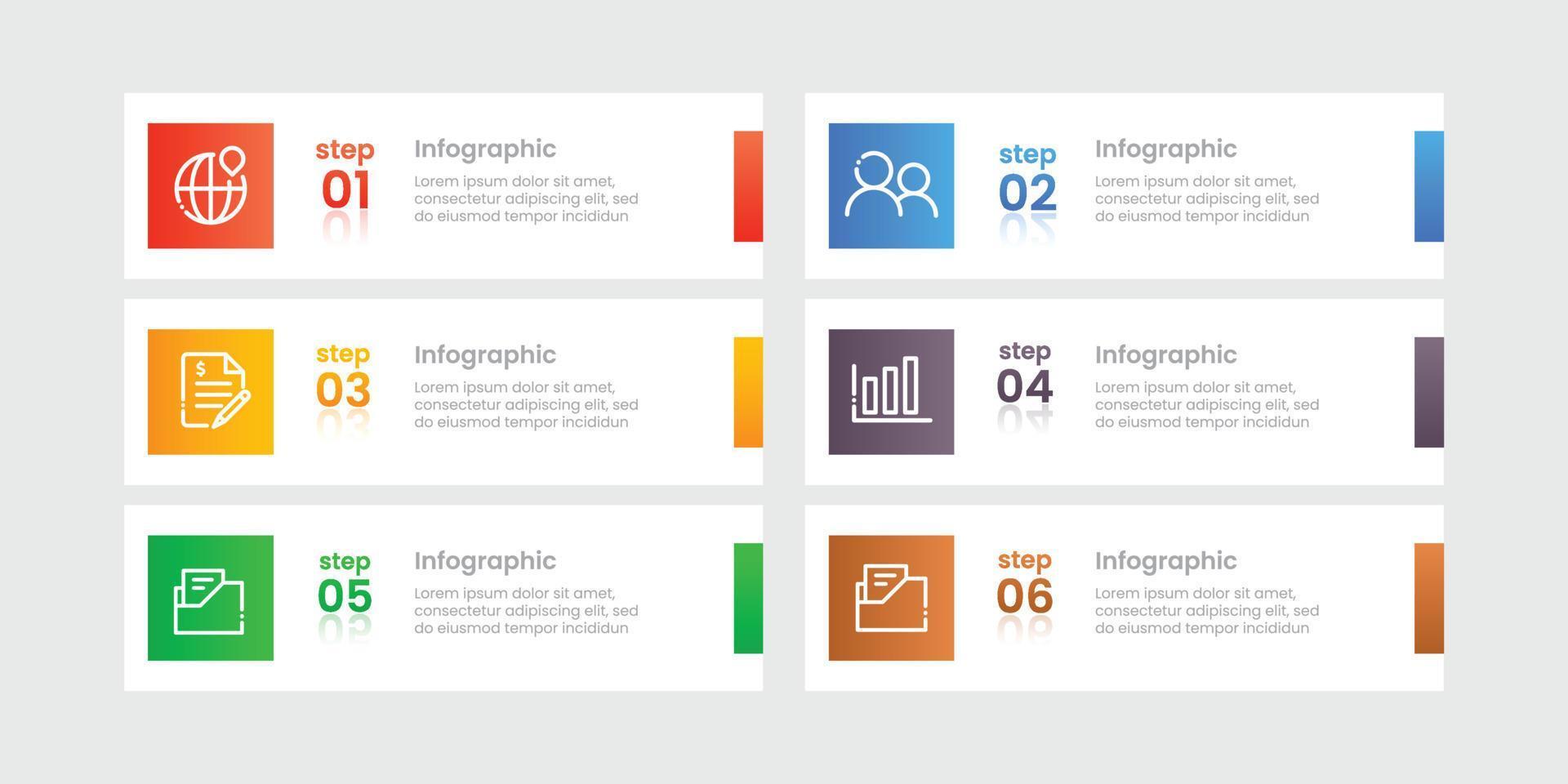 modelo de infográfico moderno de seis etapas vetor