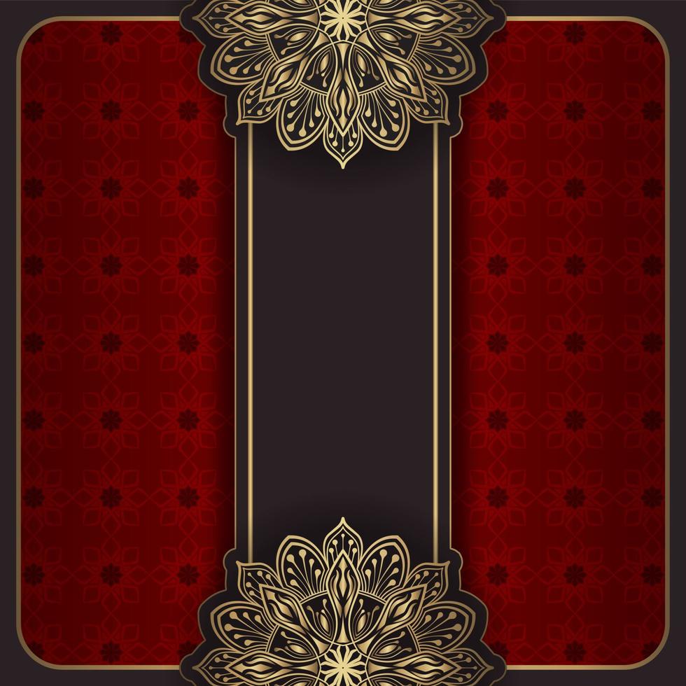 fundo vermelho com ornamento de mandala dourada vetor