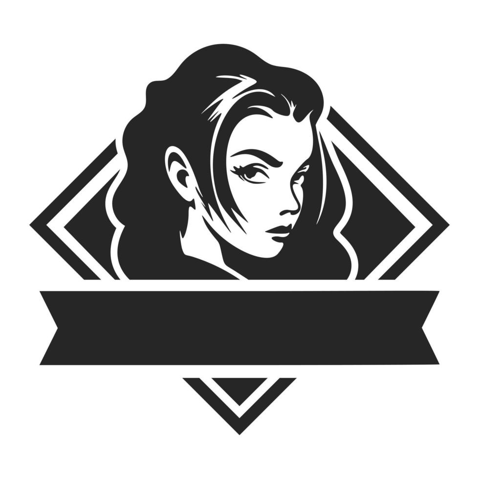 logotipo preto e branco retratando uma garota bonita e sofisticada. para sua marca. vetor