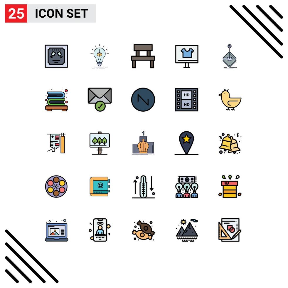 conjunto de 25 sinais de símbolos de ícones de interface do usuário modernos para caixa de navegador de comércio, vestuário interior, elementos de design de vetores editáveis
