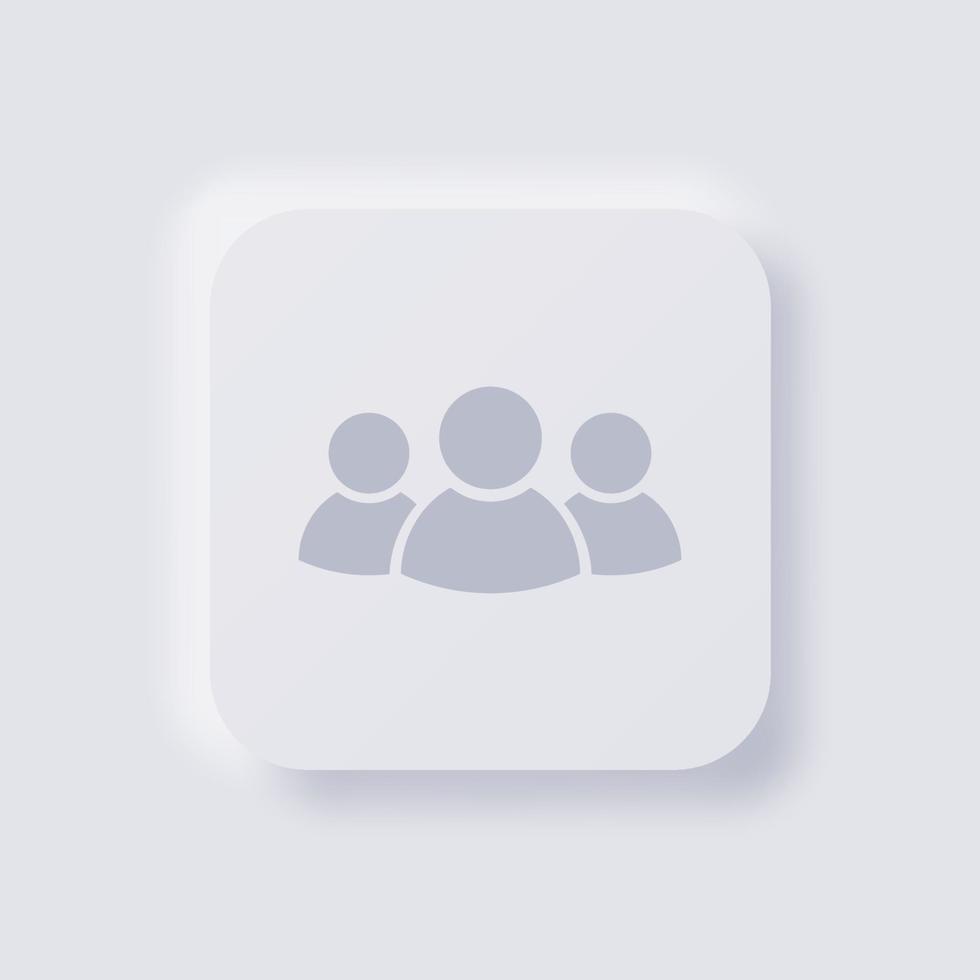 ícone de grupo de pessoas, design de interface do usuário suave de neumorfismo branco para web design, interface do usuário do aplicativo e muito mais, botão, vetor. vetor
