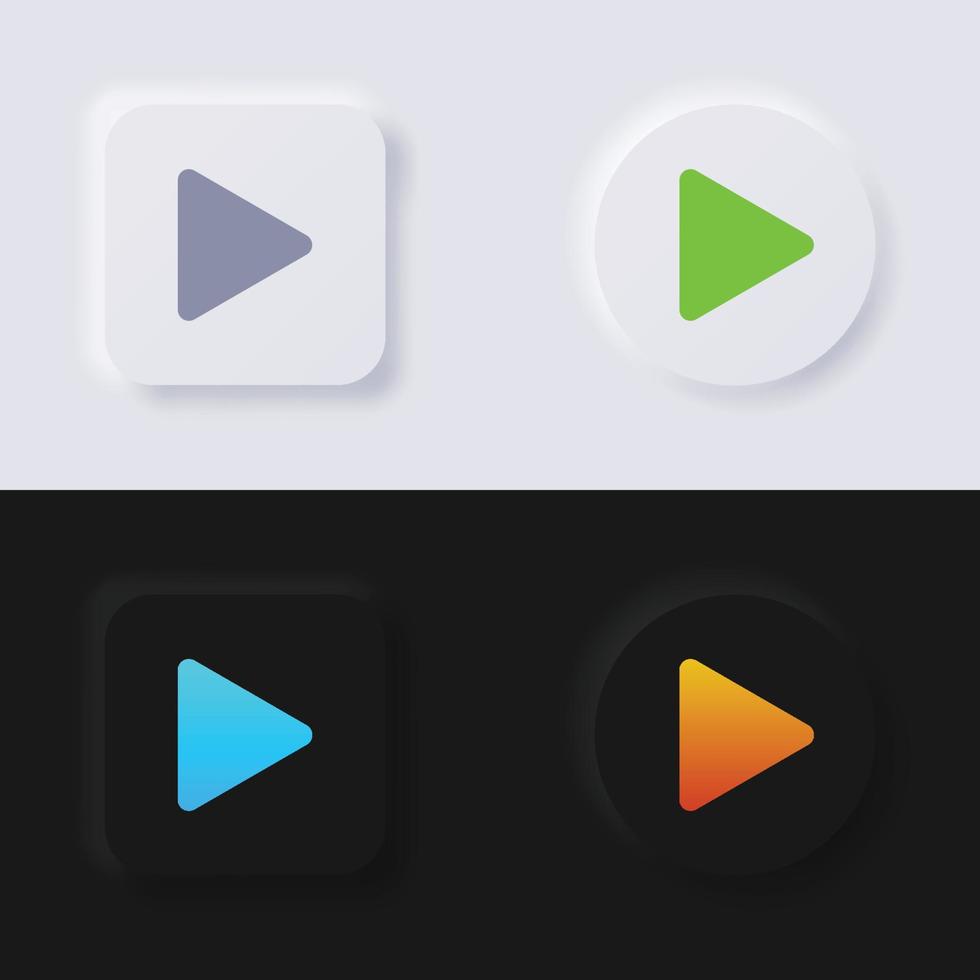 ícone do botão de reprodução, conjunto de ícones de seta, design de interface do usuário suave de botão de neumorfismo multicolorido para design da web, interface do usuário do aplicativo e muito mais, botão, vetor. vetor
