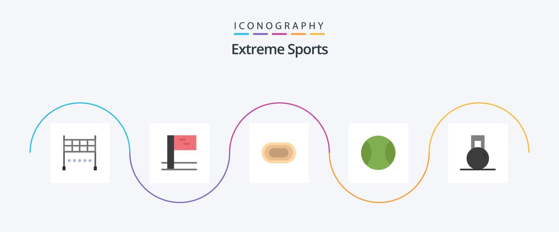 pacote de ícones do esporte plano 5, incluindo . peso. esporte. esporte. ginástica vetor