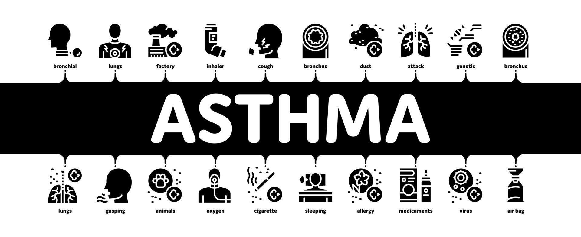 vetor de banner infográfico mínimo de alérgeno doente de asma