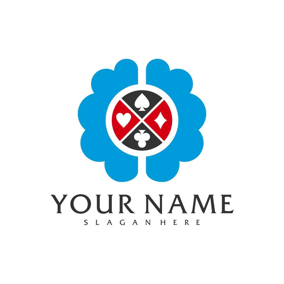 modelo de vetor de logotipo de pôquer cerebral, conceitos de design de logotipo de pôquer criativo