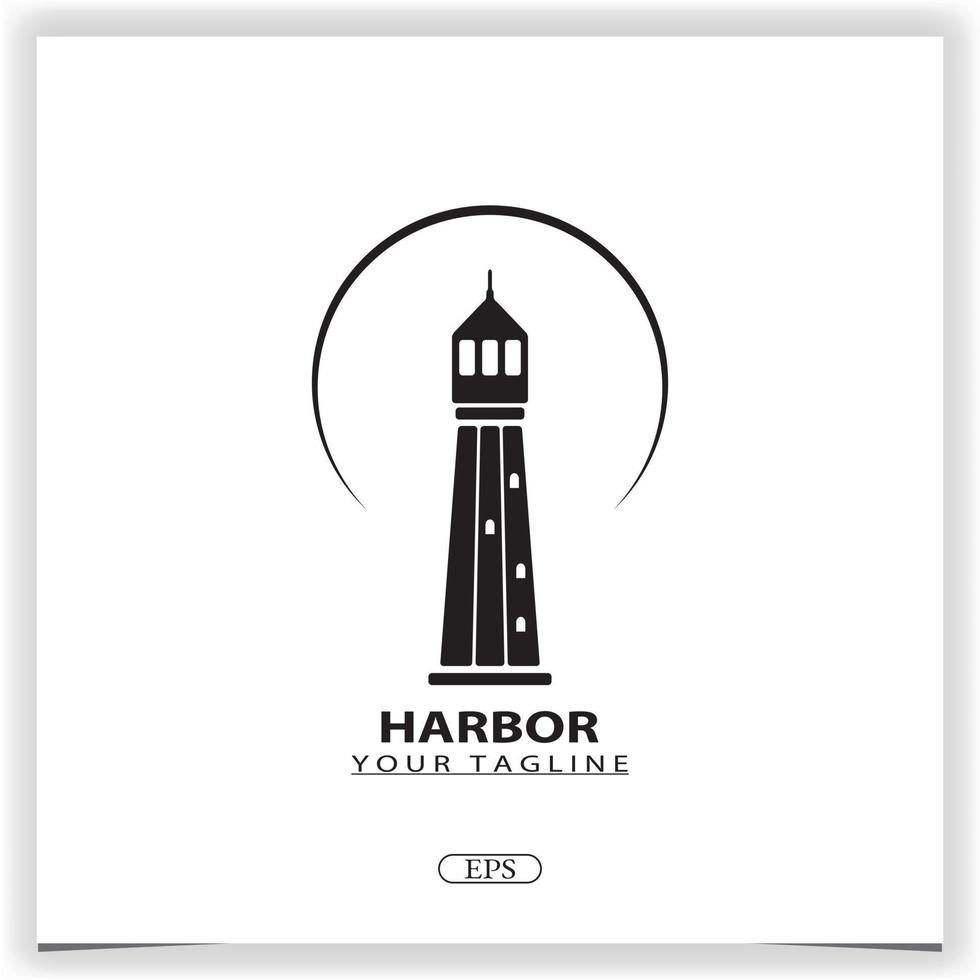 farol holofote farol torre ilha inspiração de design de logotipo de praia, logotipo de porto modelo elegante premium vetor eps 10