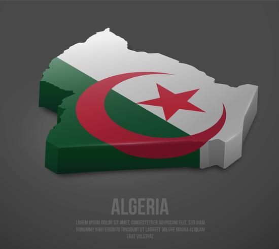 Vector Argélia Mapa 3D com Bandeira