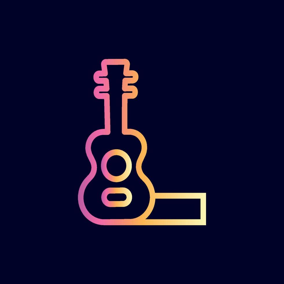 guitarra música logotipo design marca letra l vetor