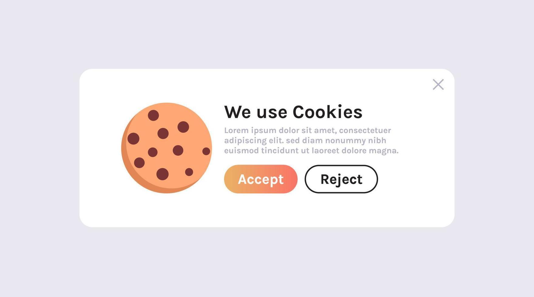 proteção de cookies de informações de dados pessoais e página da web da internet usamos ilustração vetorial plana de conceito de política de cookies. vetor