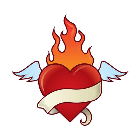 Ilustração do coração flamejante vetor