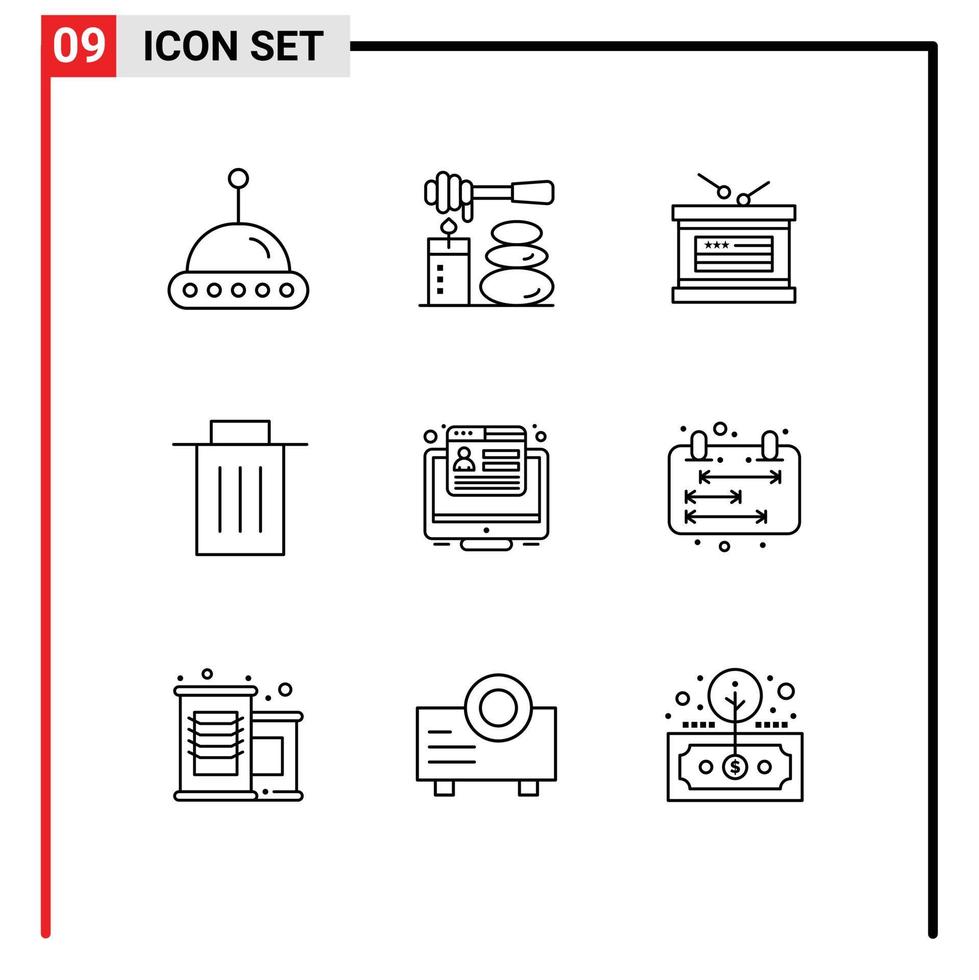 pacote de ícones vetoriais de estoque de sinais e símbolos de 9 linhas para interface de usuário de férias de conversão de navegador elementos de design vetorial editáveis vetor