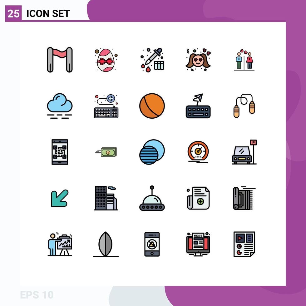 conjunto de 25 sinais de símbolos de ícones de interface do usuário modernos para menino, mulheres, dispositivo, homens, namorados, vetores editáveis, elementos de design