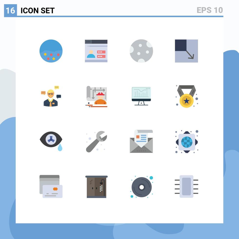 conjunto de 16 sinais de símbolos de ícones de interface do usuário modernos para segurança de layout de homem expandir pacote editável de sono de elementos de design de vetores criativos