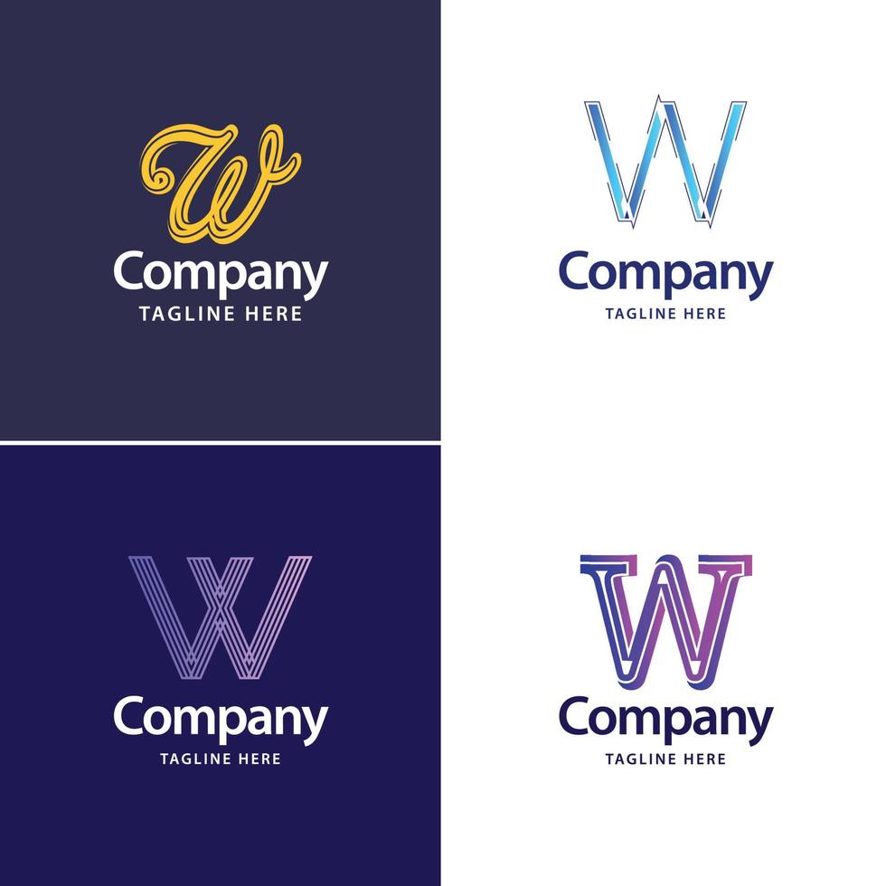 letra w design de pacote de logotipo grande design criativo de logotipos modernos para o seu negócio vetor