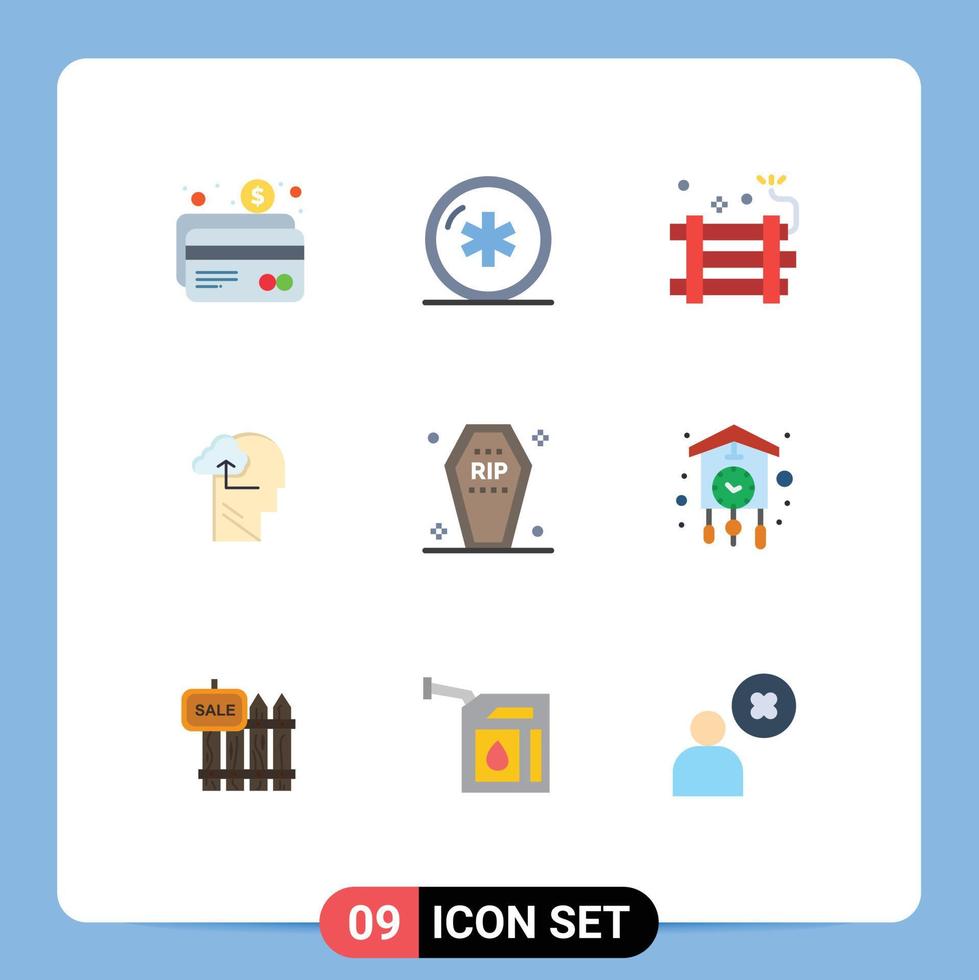 pacote de 9 sinais e símbolos modernos de cores planas para mídia impressa na web, como experiência de medicina de ganho de cabeça, elementos de design de vetores editáveis de fogos de artifício