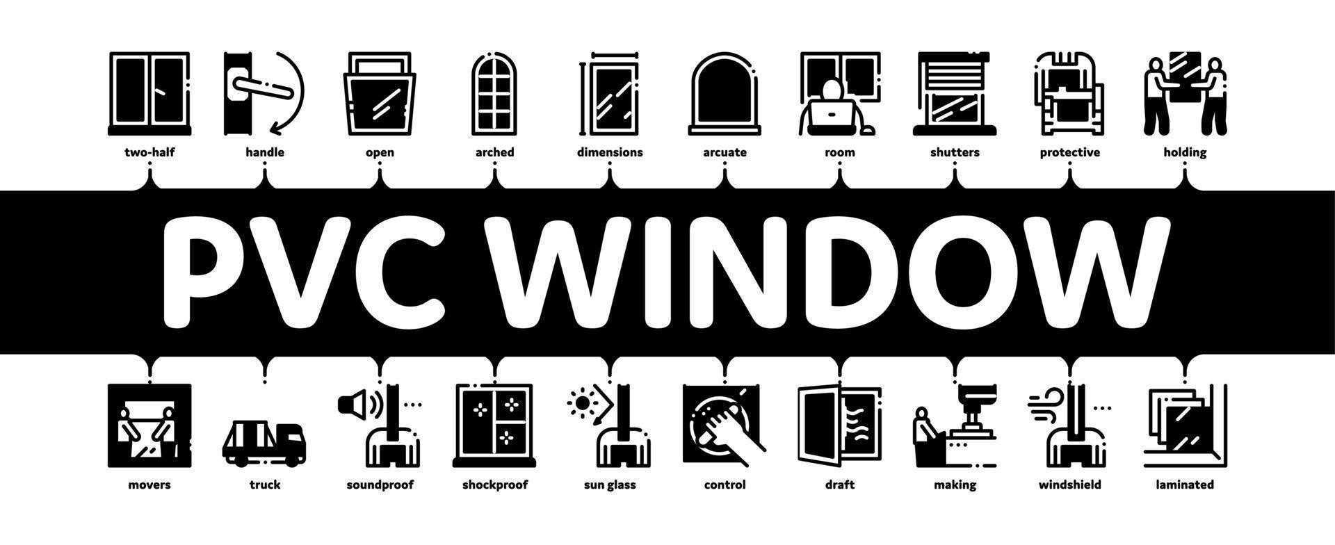 vetor de banner infográfico mínimo de molduras de janela em pvc