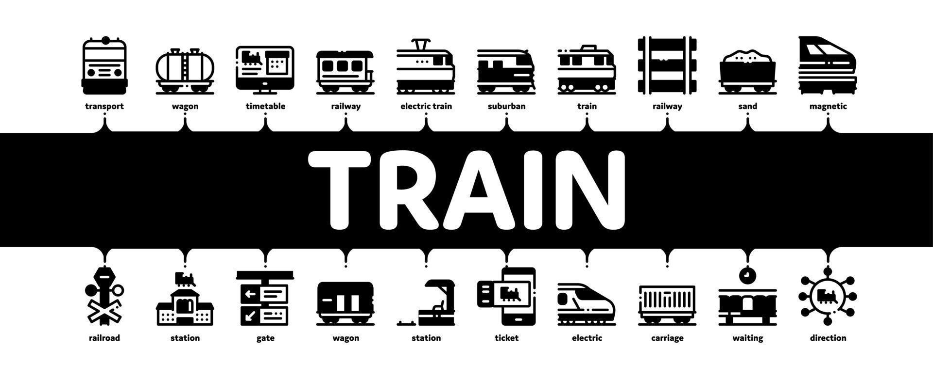 vetor de banner infográfico mínimo de transporte ferroviário de trem