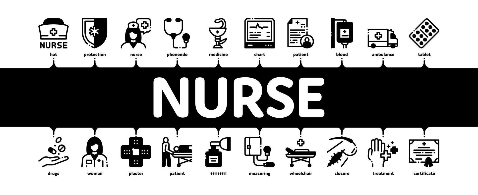 vetor de banner infográfico mínimo de ajuda médica de enfermeira